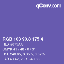 カラーコード: RGB 103 90.8 175.4 | qconv.com