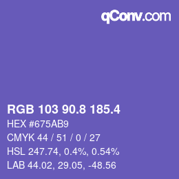 カラーコード: RGB 103 90.8 185.4 | qconv.com