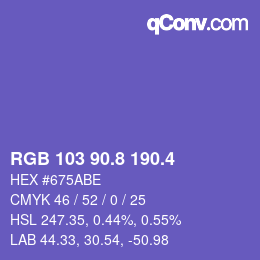 カラーコード: RGB 103 90.8 190.4 | qconv.com