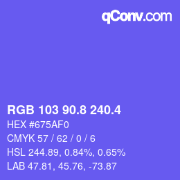 カラーコード: RGB 103 90.8 240.4 | qconv.com