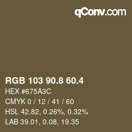 カラーコード: RGB 103 90.8 60.4 | qconv.com