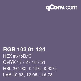 Color code: RGB 103 91 124 | qconv.com