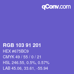 颜色代码: RGB 103 91 201 | qconv.com