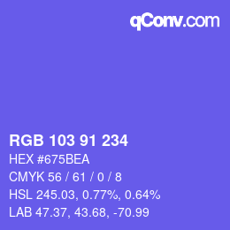 Color code: RGB 103 91 234 | qconv.com