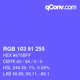 Color code: RGB 103 91 255 | qconv.com