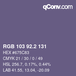 カラーコード: RGB 103 92.2 131 | qconv.com