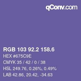 カラーコード: RGB 103 92.2 158.6 | qconv.com