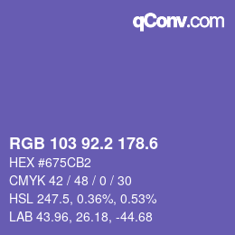 カラーコード: RGB 103 92.2 178.6 | qconv.com