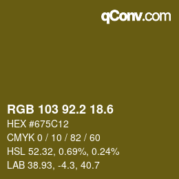 カラーコード: RGB 103 92.2 18.6 | qconv.com