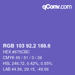 カラーコード: RGB 103 92.2 188.6 | qconv.com