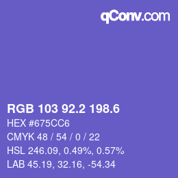 カラーコード: RGB 103 92.2 198.6 | qconv.com