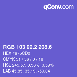 カラーコード: RGB 103 92.2 208.6 | qconv.com
