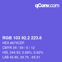 カラーコード: RGB 103 92.2 223.6 | qconv.com