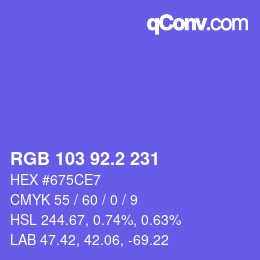 カラーコード: RGB 103 92.2 231 | qconv.com