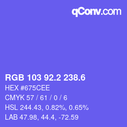 カラーコード: RGB 103 92.2 238.6 | qconv.com