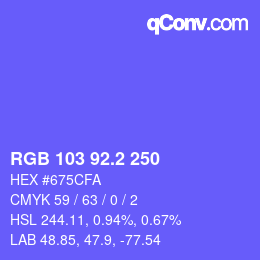 カラーコード: RGB 103 92.2 250 | qconv.com