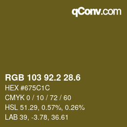カラーコード: RGB 103 92.2 28.6 | qconv.com
