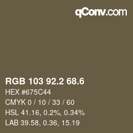 カラーコード: RGB 103 92.2 68.6 | qconv.com