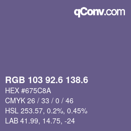 カラーコード: RGB 103 92.6 138.6 | qconv.com