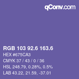 カラーコード: RGB 103 92.6 163.6 | qconv.com