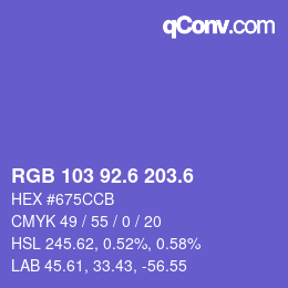 カラーコード: RGB 103 92.6 203.6 | qconv.com