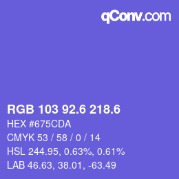カラーコード: RGB 103 92.6 218.6 | qconv.com