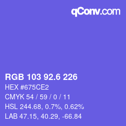 カラーコード: RGB 103 92.6 226 | qconv.com