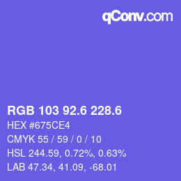 カラーコード: RGB 103 92.6 228.6 | qconv.com