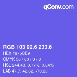 カラーコード: RGB 103 92.6 233.6 | qconv.com