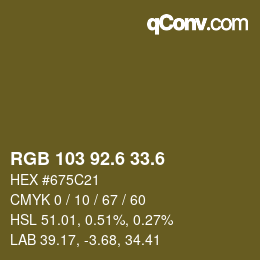 カラーコード: RGB 103 92.6 33.6 | qconv.com