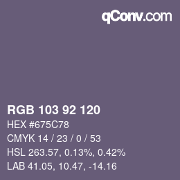 颜色代码: RGB 103 92 120 | qconv.com