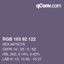 カラーコード: RGB 103 92 122 | qconv.com