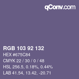 颜色代码: RGB 103 92 132 | qconv.com