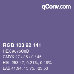 カラーコード: RGB 103 92 141 | qconv.com