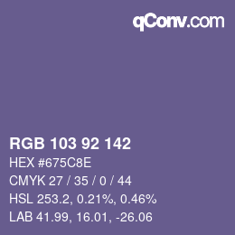 Color code: RGB 103 92 142 | qconv.com