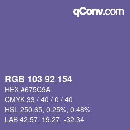 颜色代码: RGB 103 92 154 | qconv.com