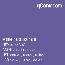 カラーコード: RGB 103 92 156 | qconv.com