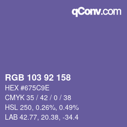 颜色代码: RGB 103 92 158 | qconv.com