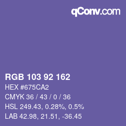 カラーコード: RGB 103 92 162 | qconv.com