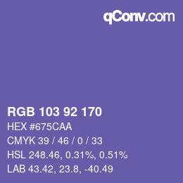 颜色代码: RGB 103 92 170 | qconv.com