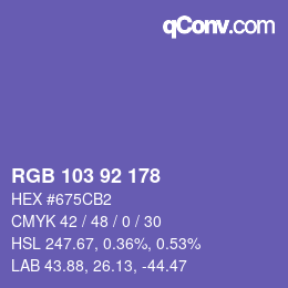 カラーコード: RGB 103 92 178 | qconv.com