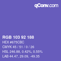 カラーコード: RGB 103 92 188 | qconv.com