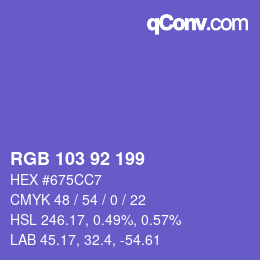颜色代码: RGB 103 92 199 | qconv.com