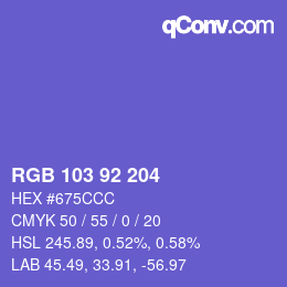 颜色代码: RGB 103 92 204 | qconv.com