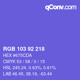 Color code: RGB 103 92 218 | qconv.com