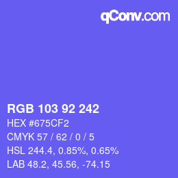 カラーコード: RGB 103 92 242 | qconv.com