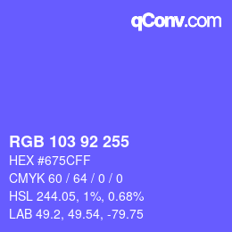颜色代码: RGB 103 92 255 | qconv.com