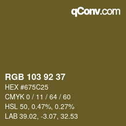 颜色代码: RGB 103 92 37 | qconv.com