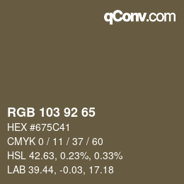 Color code: RGB 103 92 65 | qconv.com