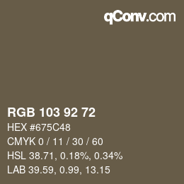 颜色代码: RGB 103 92 72 | qconv.com